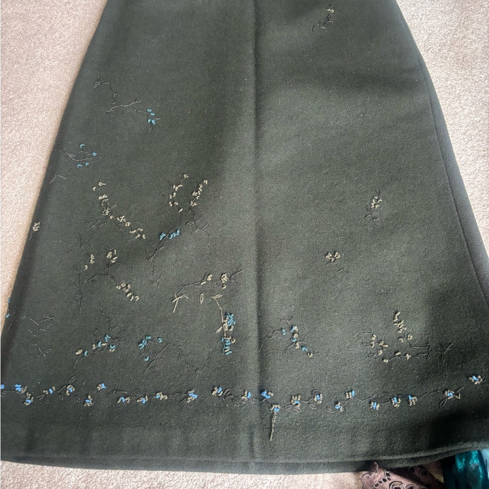 Elegant Embroidered Green Skirt